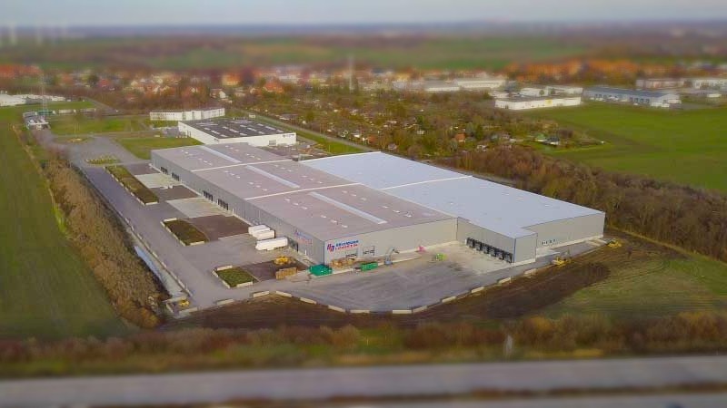 Aerial view of a warehouse