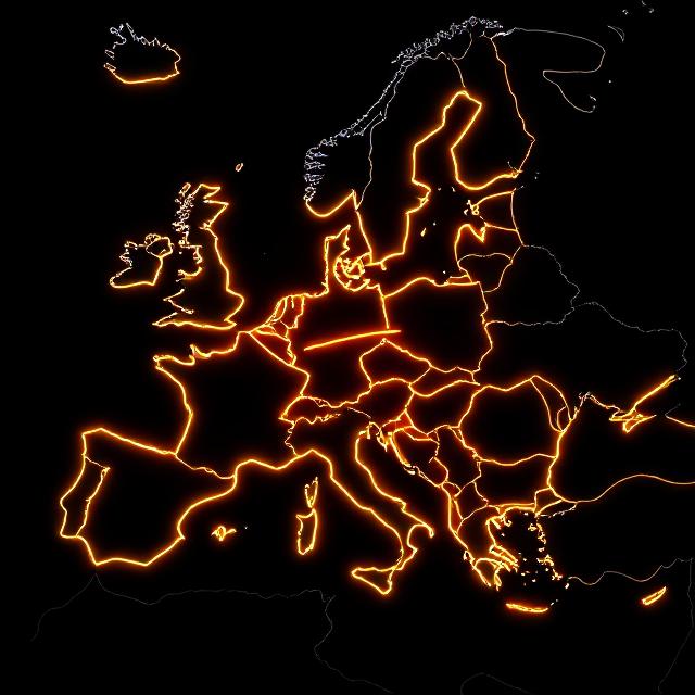 Map of Europe with highlighted shipping routes and arrows indicating cross-border deliveries