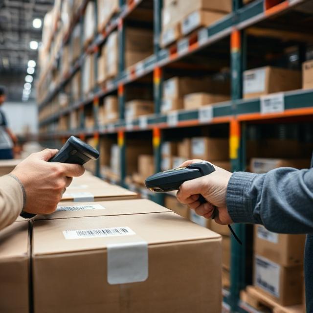 Warehouse worker using barcode scanner for precise inventory management at FLEX Fulfillment