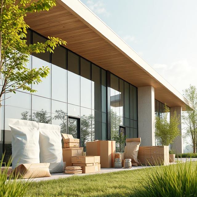 Close-up of sustainable packaging materials and protective shipping supplies