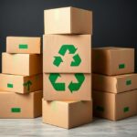 Packages one on top of the other, with green recycling signs.