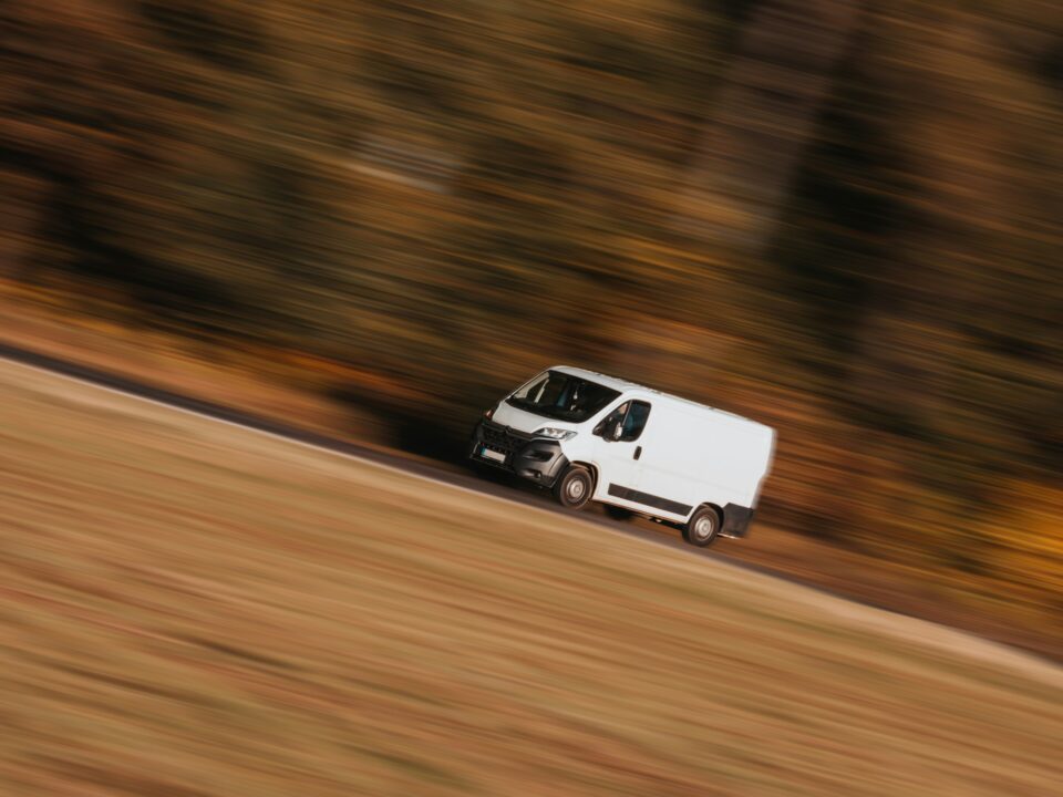 Delivery truck used for international shipping and cross-border e-commerce logistics
