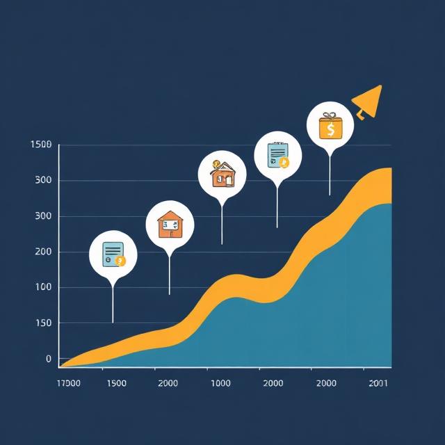 Illustration of subscription e-commerce growth chart with tax compliance icons integrated.