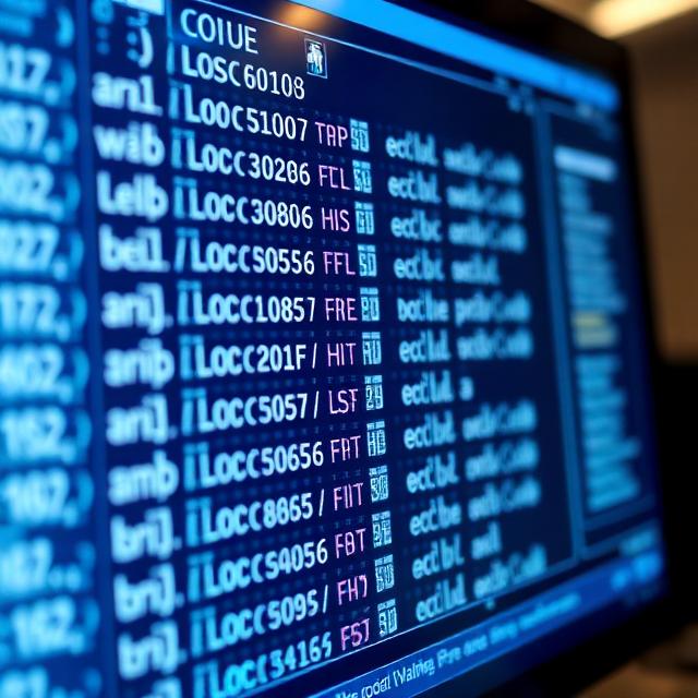 Close-up of HS code classification process on a computer screen, AI-assisted customs software, futuristic UI elements, corporate aesthetic