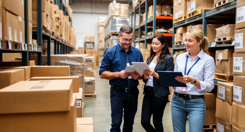 Warehouse Team Managing Inventory Efficiently